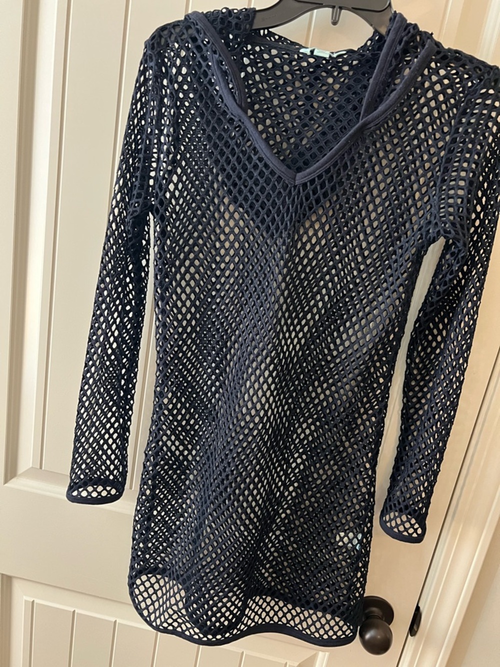 NWOT Navy hooded swim cover up dress size M